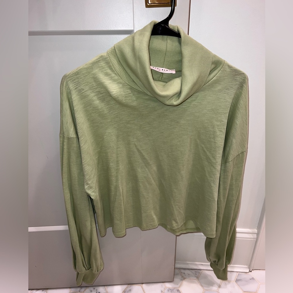 Blue Blush, Long Sleeve Turtle Neck, Green, Small